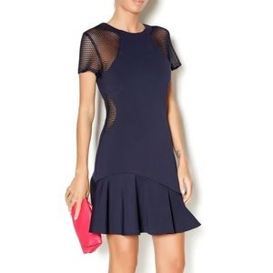 Adelyn Rae Navy Mesh Insert Scuba Knit Dress Sz M